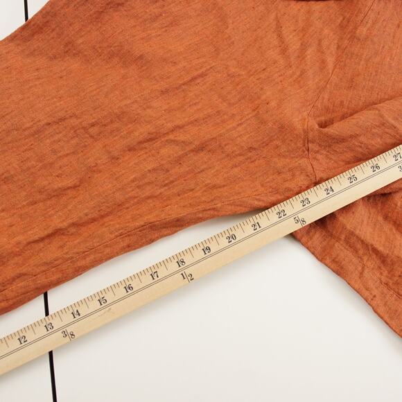 Bryn Walker Orange Linen Straight Leg Asymmetrical Wrap Pants Womens Sz L - Picture 7 of 13